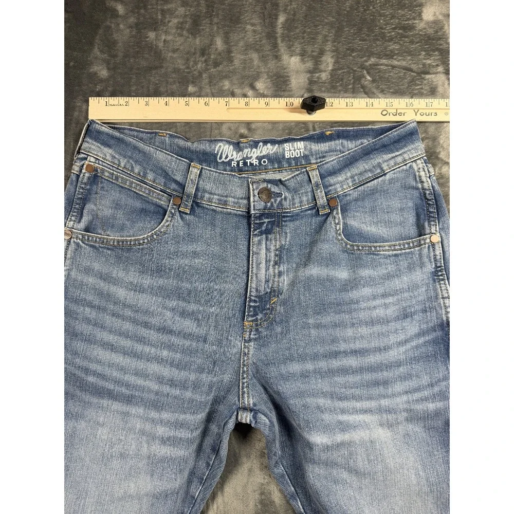 Wrangler Retro Slim Boot Jeans 33x32 Western Cowboy Light Wash